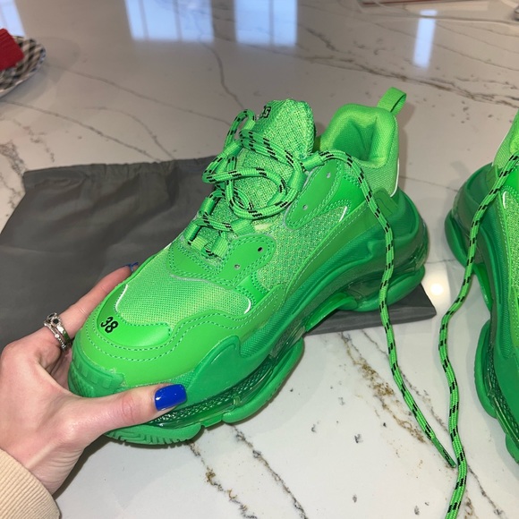 Balenciaga Triple S Green Shoes Women’s Size 7 - Picture 3 of 9
